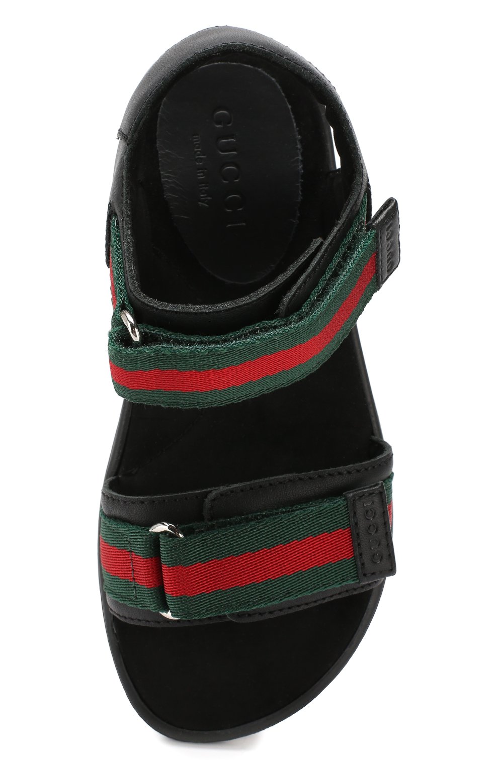 Кожаные сандалии с застежками велькро GUCCI черного цвета по цене 34450 руб., арт. 257761/BLN10, фото 4 Кожаные сандалии с застежками велькро GUCCI, арт. 257761/BLN10, фото 4