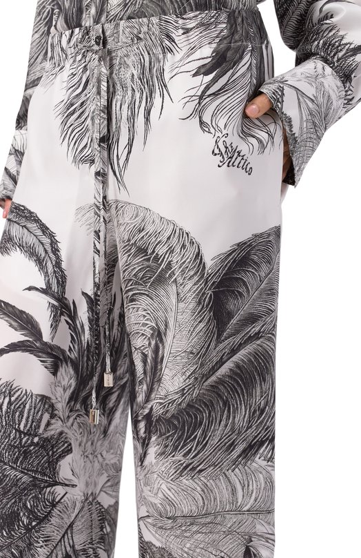 Шелковые брюки The Attico 260WCP00258/SSS026PR Чёрно-белый  260WCP00258/SSS026PR Фото 5