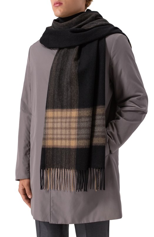 Кашемировый шарф Kiton USCIACK0254H05 Чёрный  USCIACK0254H05 Фото 2