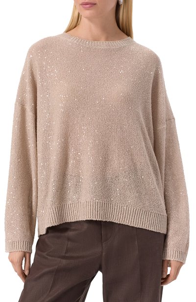 Пуловер с отделкой пайетками BRUNELLO CUCINELLI, арт. MDJ547620, фото 3