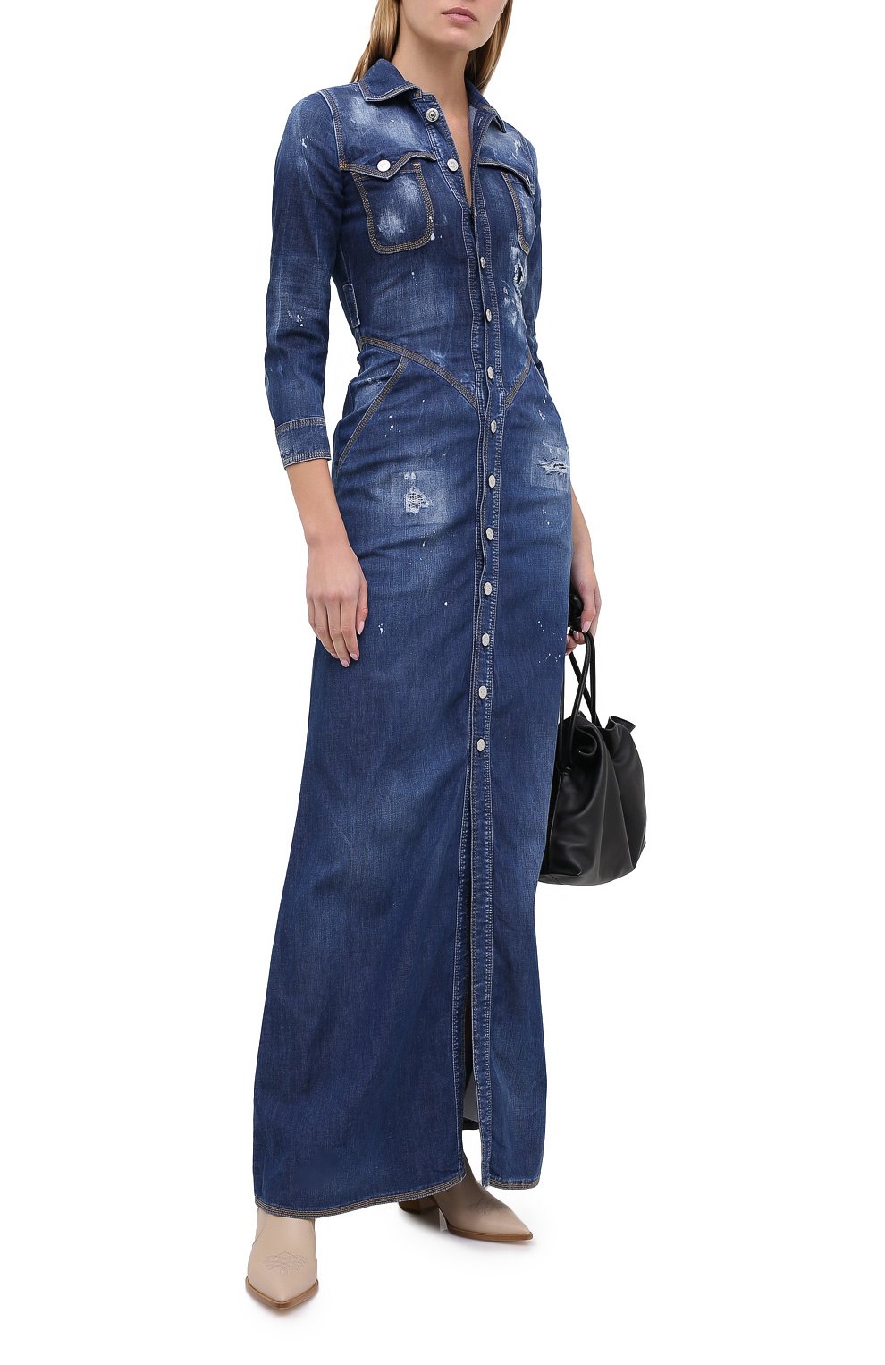 Джинсовое платье DSQUARED2 синего цвета по цене 99500 руб., арт. S72CV0128/S30341, фото 2 Джинсовое платье DSQUARED2, арт. S72CV0128/S30341, фото 2