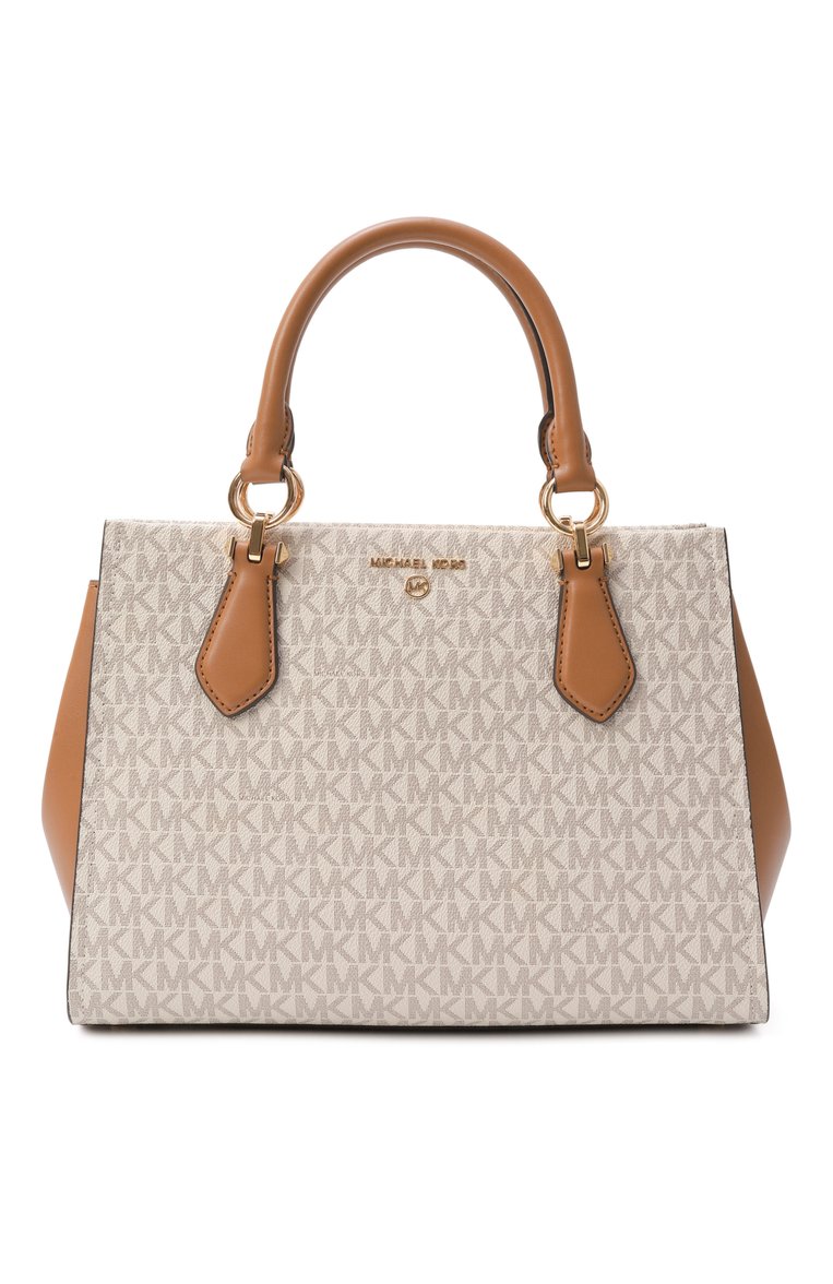 Женская сумка marilyn medium MICHAEL MICHAEL KORS кремового цвета, арт. 30S2G6AS2B | Фото 1 (Материал: Экокожа, Канва; Ремень/цепочка: На ремешке; Размер: medium)