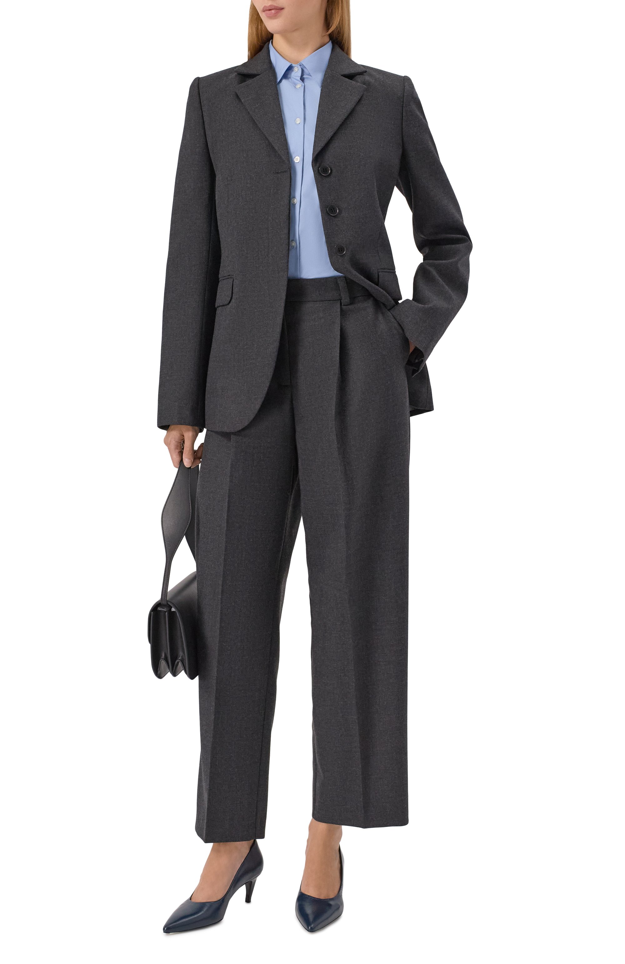 Шерстяные брюки LESYANEBO серого цвета по цене 42000 руб., арт. LN07H-1126_TES, фото 2 Шерстяные брюки LESYANEBO, арт. LN07H-1126_TES, фото 2