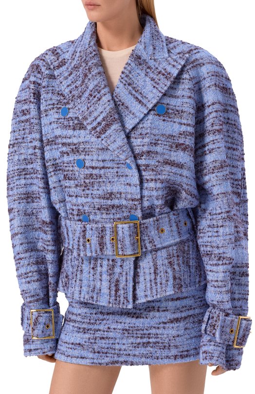 Твидовое полупальто ROWEN ROSE C0AT_RR164_XS/TWEED Голубой  C0AT_RR164_XS/TWEED Фото 3