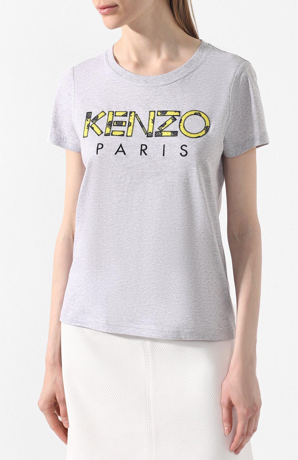 Хлопковая футболка KENZO серого цвета по цене 12100 руб., арт. 2TS721990, фото 3 Хлопковая футболка KENZO, арт. 2TS721990, фото 3