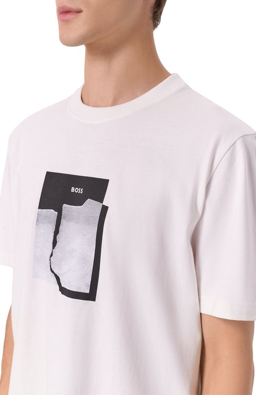 Хлопковая футболка BOSS Orange 50554640 Белый  50554640 Фото 5