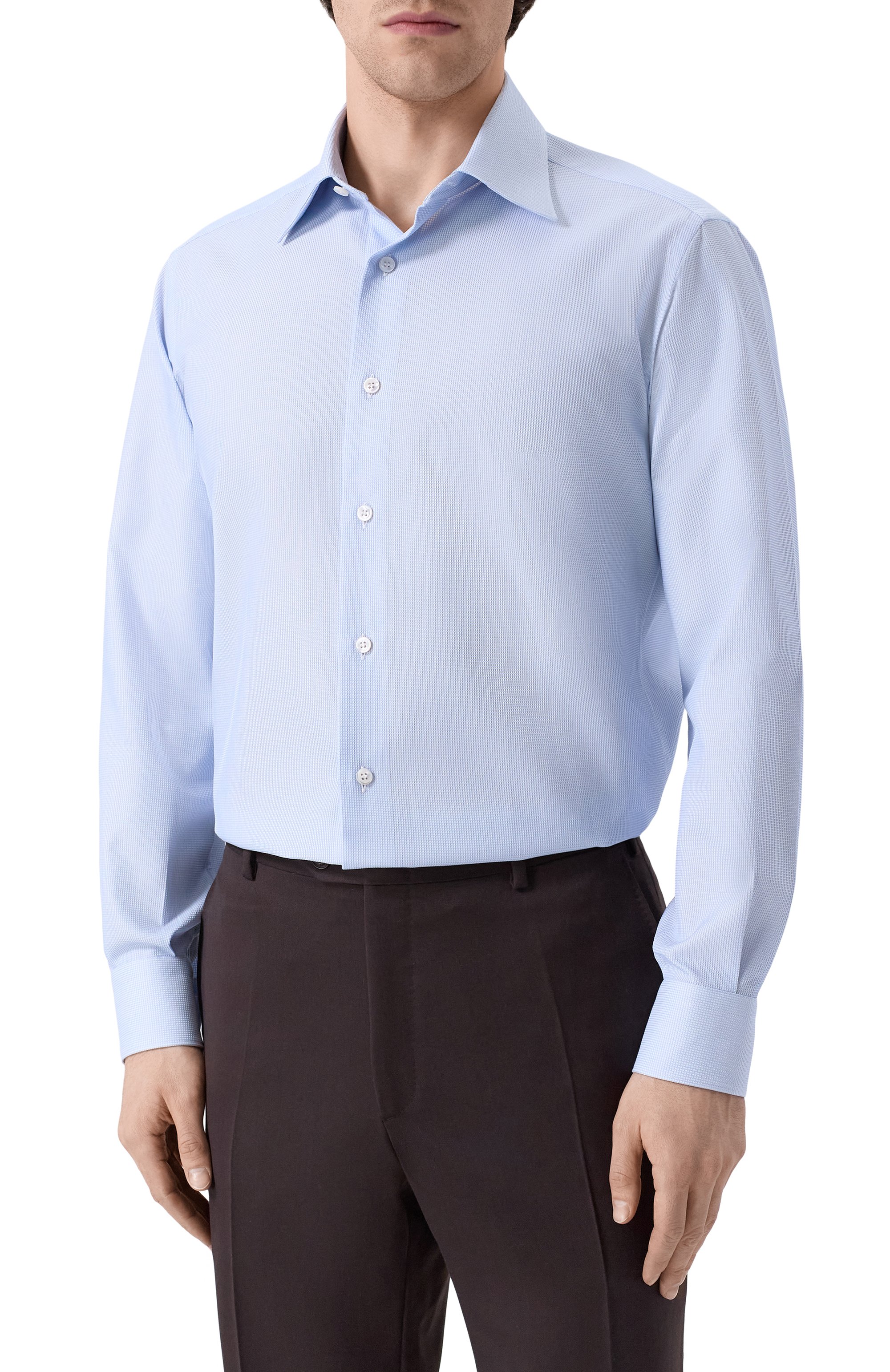 Хлопковая сорочка BRIONI голубого цвета по цене 92400 руб., арт. RCB40L/0D04V, фото 3 Хлопковая сорочка BRIONI, арт. RCB40L/0D04V, фото 3