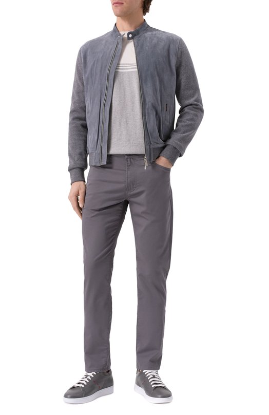 Джемпер из хлопка и шелка Corneliani 25M526-2525158 Серый  25M526-2525158 Фото 2