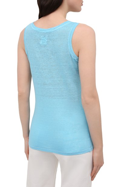 Льняная майка 120% LINO голубого цвета по цене 14650 руб., арт. T0W7753/B568/S00, фото 4 Льняная майка 120% LINO, арт. T0W7753/B568/S00, фото 4