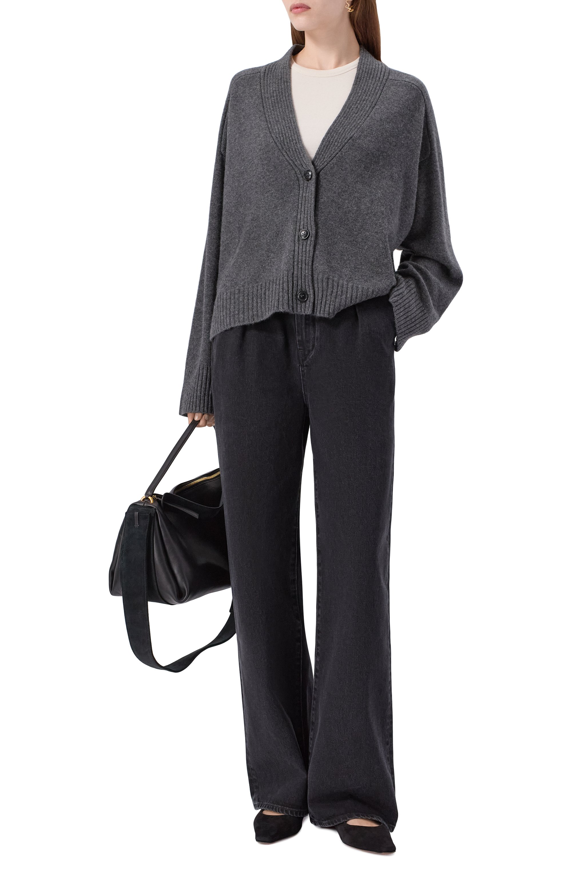 Кашемировый кардиган LOULOU DE SAISON серого цвета по цене 69900 руб., арт. KAIA LDS, фото 2 Кашемировый кардиган LOULOU DE SAISON, арт. KAIA LDS, фото 2