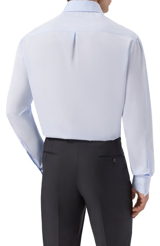 Хлопковая сорочка Brunello Cucinelli MBUC40028 Голубой  MBUC40028 Фото 4