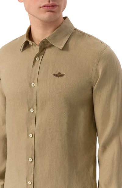 Льняная рубашка AERONAUTICA MILITARE бежевого цвета по цене 18050 руб., арт. CA1321UCT03089, фото 5 Льняная рубашка AERONAUTICA MILITARE, арт. CA1321UCT03089, фото 5