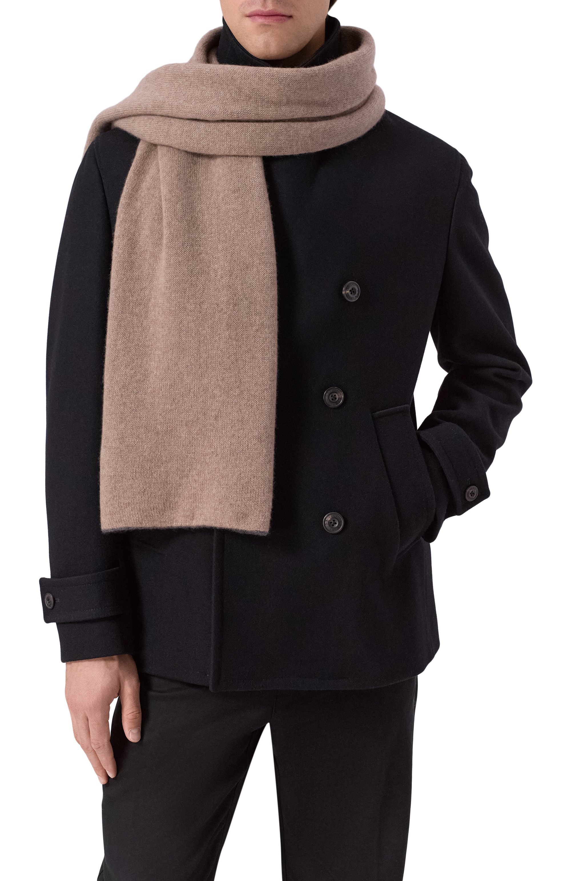 Двусторонний шарф из кашемира ANDREA CAMPAGNA бежевого цвета по цене 45950 руб., арт. 15521, фото 2 Двусторонний шарф из кашемира ANDREA CAMPAGNA, арт. 15521, фото 2