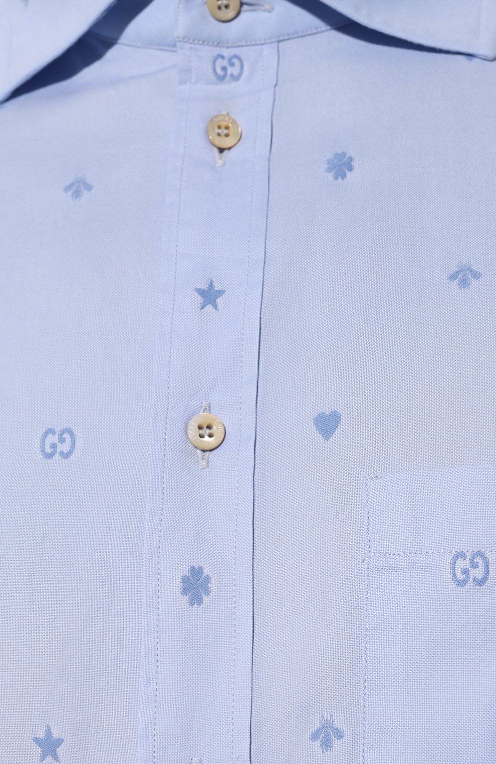 Хлопковая рубашка GUCCI голубого цвета по цене 83520 руб., арт. 597962 ZAC24, фото 5 Хлопковая рубашка GUCCI, арт. 597962 ZAC24, фото 5