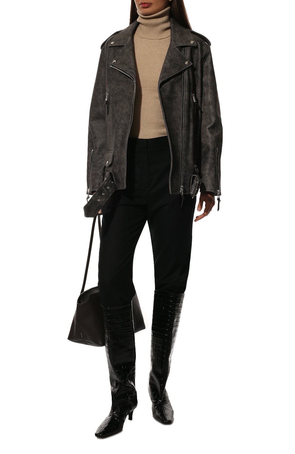 Кожаная куртка ALINE серого цвета по цене 165000 руб., арт. AL22FW010908, фото 2 Кожаная куртка ALINE, арт. AL22FW010908, фото 2