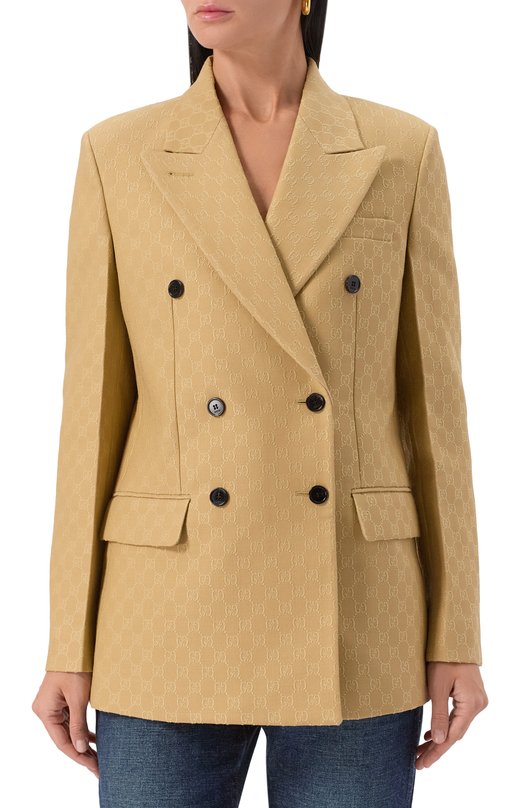 Жакет из шерсти и шелка Gucci 833578/Z7APD Бежевый  833578/Z7APD Фото 3