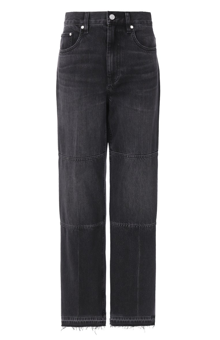 Женские джинсы HELMUT LANG темно-серого цвета, арт. 009DW202 | Фото 1 (Длина (брюки, джинсы): Стандартные; Материал внешний: Хлопок, Деним; Кросс-КТ: Деним; Силуэт Ж (брюки и джинсы): Прямые; Детали: Делаве; Стили: Кэжуэл)