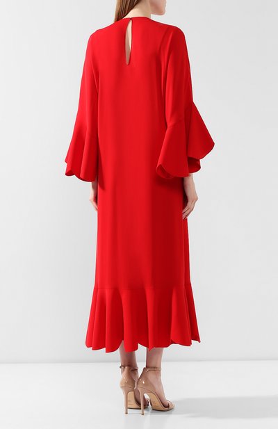 Шелковое платье VALENTINO красного цвета по цене 599500 руб., арт. SB3VANR51MH, фото 4 Шелковое платье VALENTINO, арт. SB3VANR51MH, фото 4