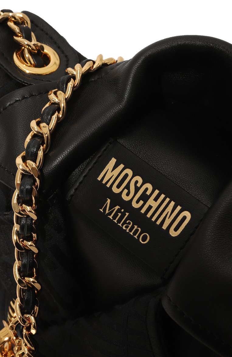 Женская сумка biker MOSCHINO черного цвета, арт. A7421/8268 | Фото 3 (Сумки-технические: Сумки через плечо; Материал сплава: Проставлено; Ремень/цепочка: На ремешке; Материал: Текстиль; Драгоценные камни: Проставлено; Размер: small)