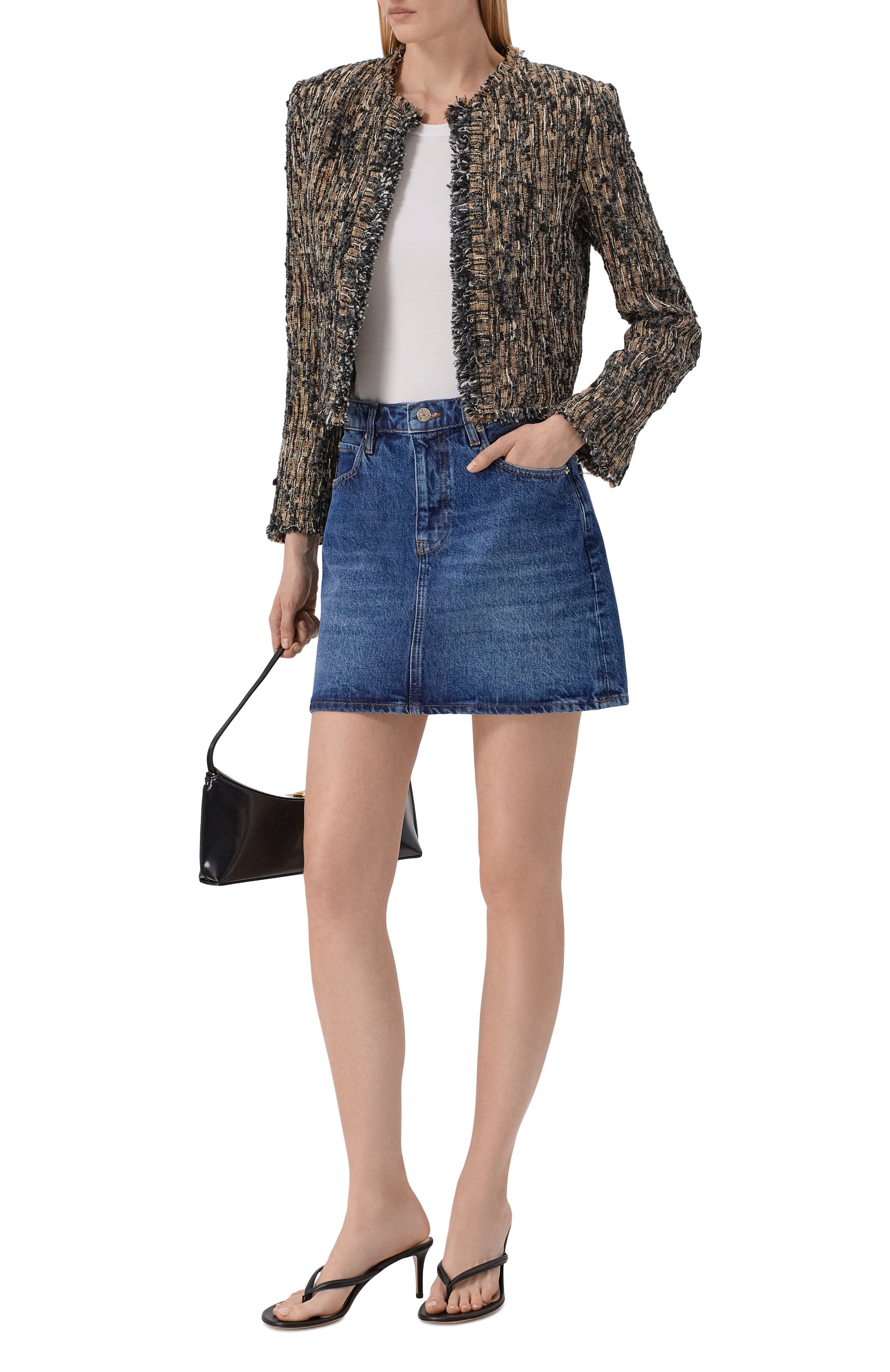 Джинсовая юбка the high FRAME DENIM синего цвета по цене 42850 руб., арт. 5010210/THE HIGH MINI, фото 2 Джинсовая юбка the high FRAME DENIM, арт. 5010210/THE HIGH MINI, фото 2