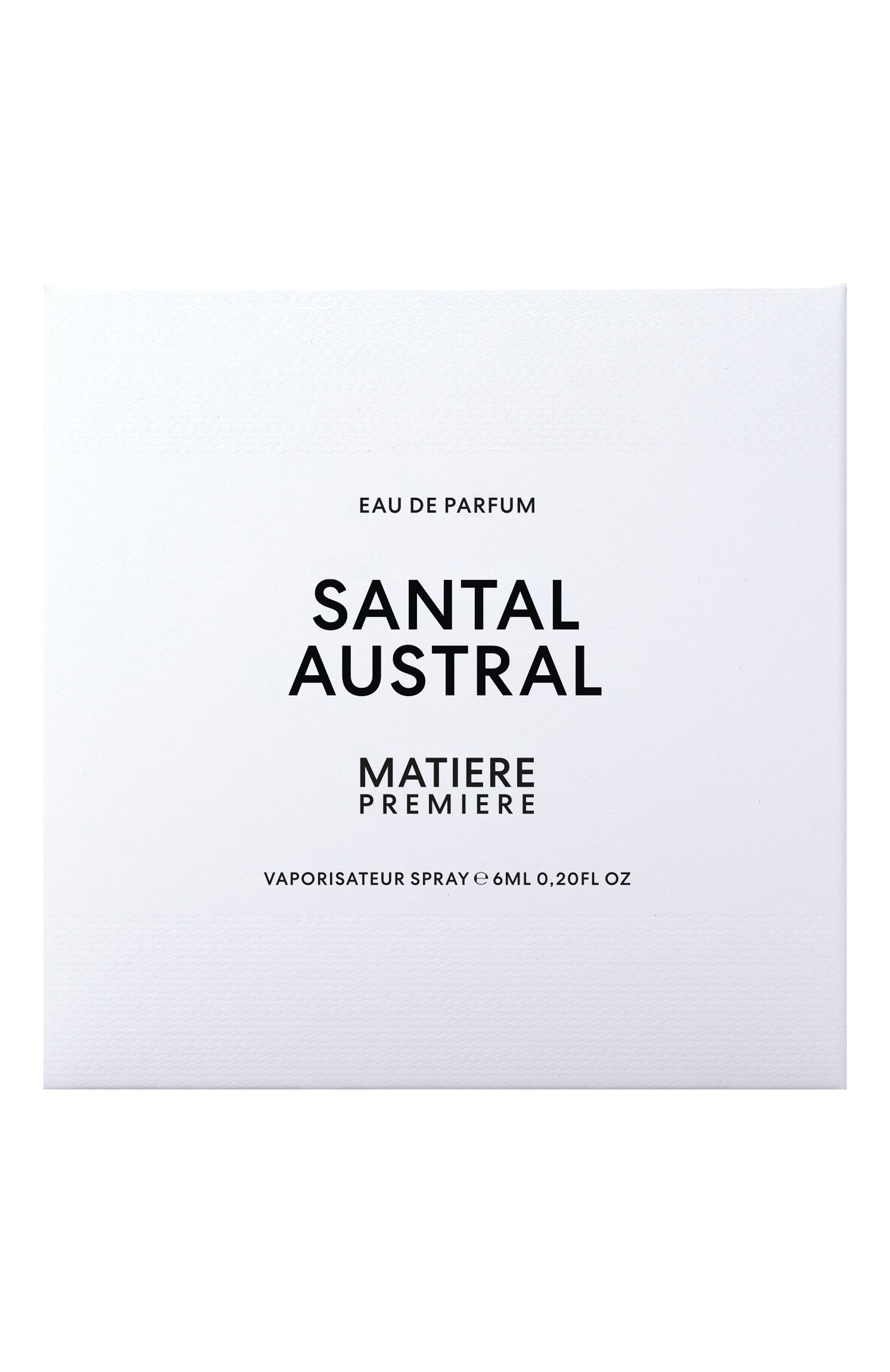 Парфюмерная вода santal austral (6ml) MATIERE PREMIERE бесцветного цвета по цене 5950 руб., арт. 3770007317278, фото 4 Парфюмерная вода santal austral (6ml) MATIERE PREMIERE, арт. 3770007317278, фото 4