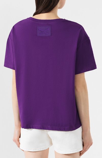 Хлопковая футболка EMPORIO ARMANI фиолетового цвета по цене 23050 руб., арт. 3H2T7K/2J53Z, фото 4 Хлопковая футболка EMPORIO ARMANI, арт. 3H2T7K/2J53Z, фото 4