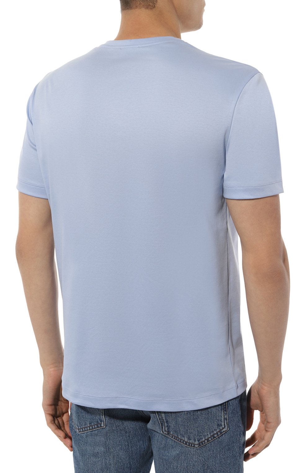 Хлопковая футболка GIORGIO ARMANI голубого цвета по цене 53450 руб., арт. 6LSM90/SJTKZ, фото 4 Хлопковая футболка GIORGIO ARMANI, арт. 6LSM90/SJTKZ, фото 4