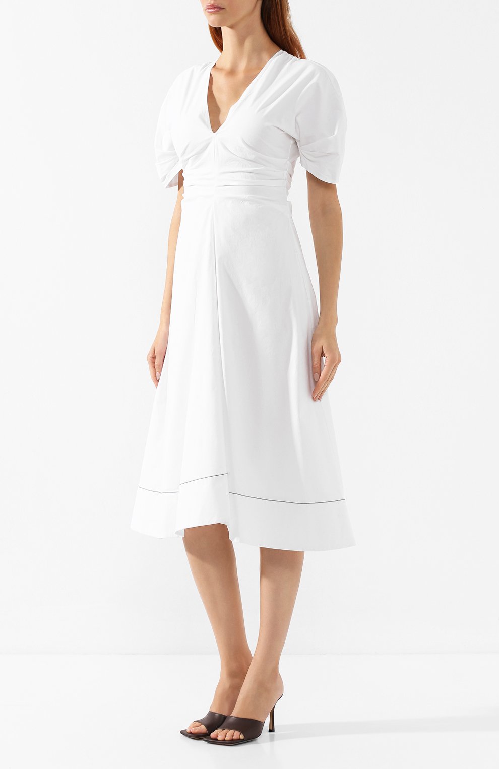 Хлопковое платье PROENZA SCHOULER белого цвета по цене 99500 руб., арт. R1933052-AC089, фото 3 Хлопковое платье PROENZA SCHOULER, арт. R1933052-AC089, фото 3