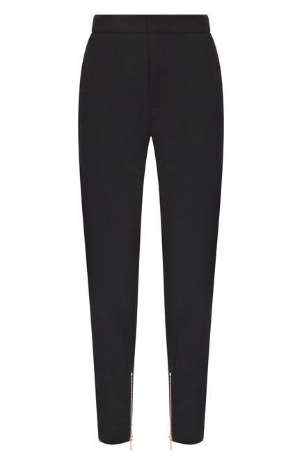 Женские шерстяные брюки BALMAIN черного цвета, арт. EF0PM045/ME54 | Фото 1 (Драгоценные камни: Проставлено; Длина (брюки, джинсы): Стандартные; Материал сплава: Проставлено; Материал внешний: Шерсть)