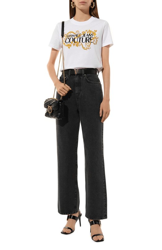 Хлопковая футболка Versace Jeans Couture 77HAHE05/CJ00E Белый  77HAHE05/CJ00E Фото 2