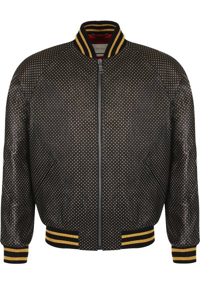 Кожаный бомбер на молнии с принтом GUCCI, арт. 519556/XG641, фото 1