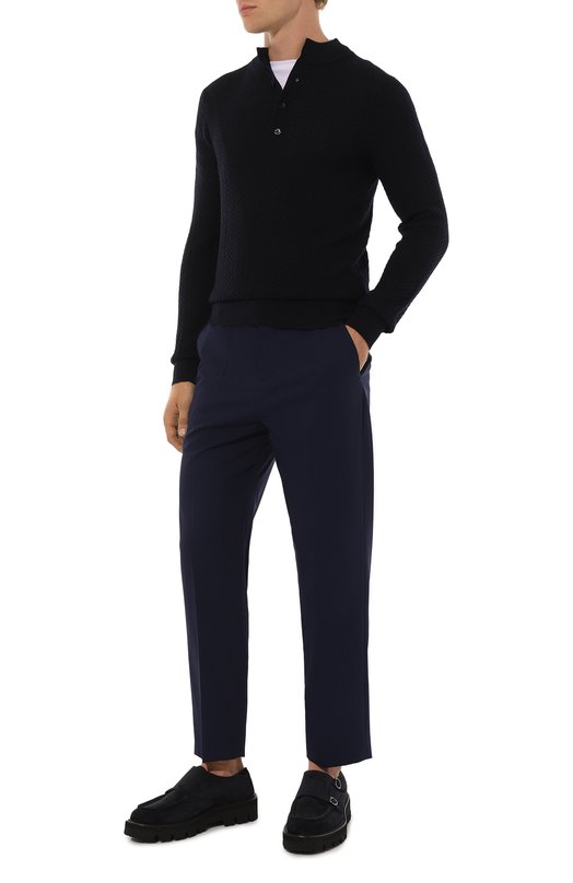 Шерстяные брюки Balmain DH1PM037/WC50 Синий  DH1PM037/WC50 Фото 2