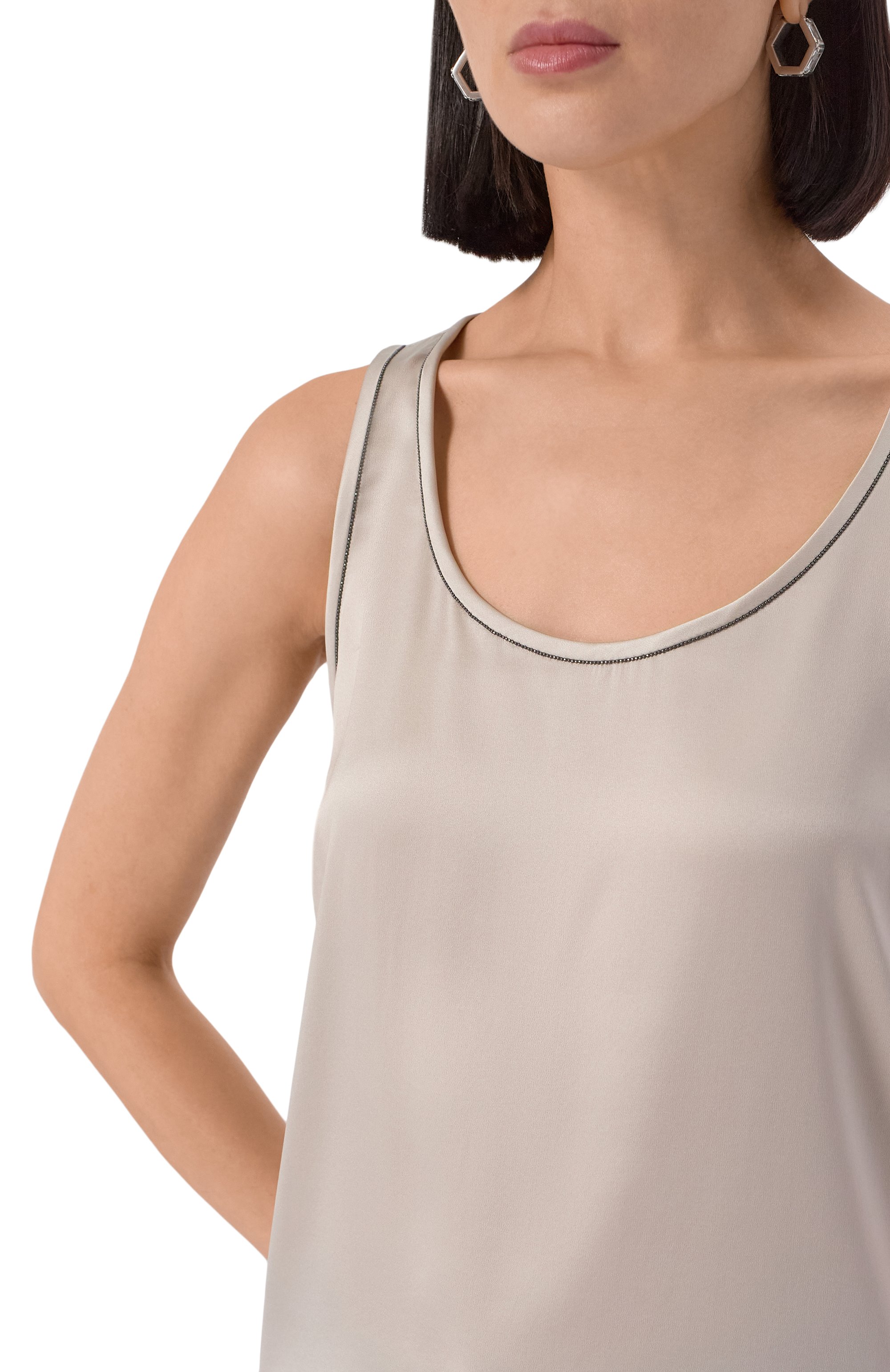 Атласный топ BRUNELLO CUCINELLI, арт. MPC59DE330, фото 5