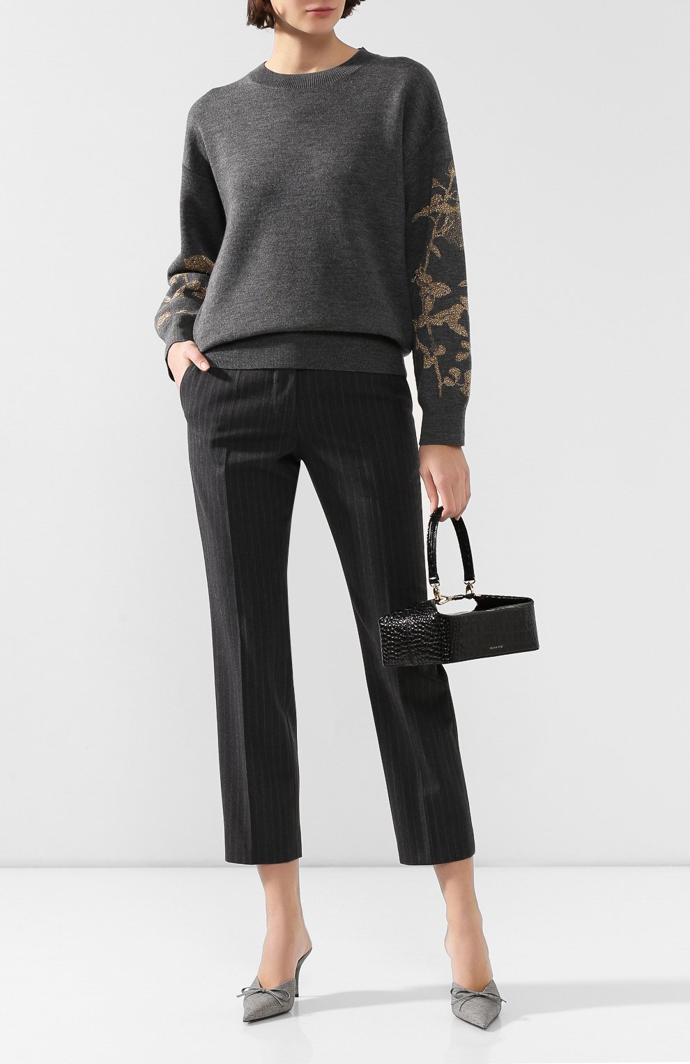 Шерстяной пуловер DRIES VAN NOTEN темно-серого цвета по цене 57000 руб., арт. 192-11204-8726, фото 2 Шерстяной пуловер DRIES VAN NOTEN, арт. 192-11204-8726, фото 2