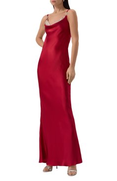 Женское атласное платье VERSACE красного цвета, арт. 1018072/1A12742 | Фото 3 (Драгоценные камни: Проставлено; Длина Ж (юбки, платья, шорты): Макси; Материал внешний: Шелк; Материал сплава: Проставлено; Женское Кросс-КТ: Платье-одежда; Случай: Вечерний; Рукава: На бретелях)