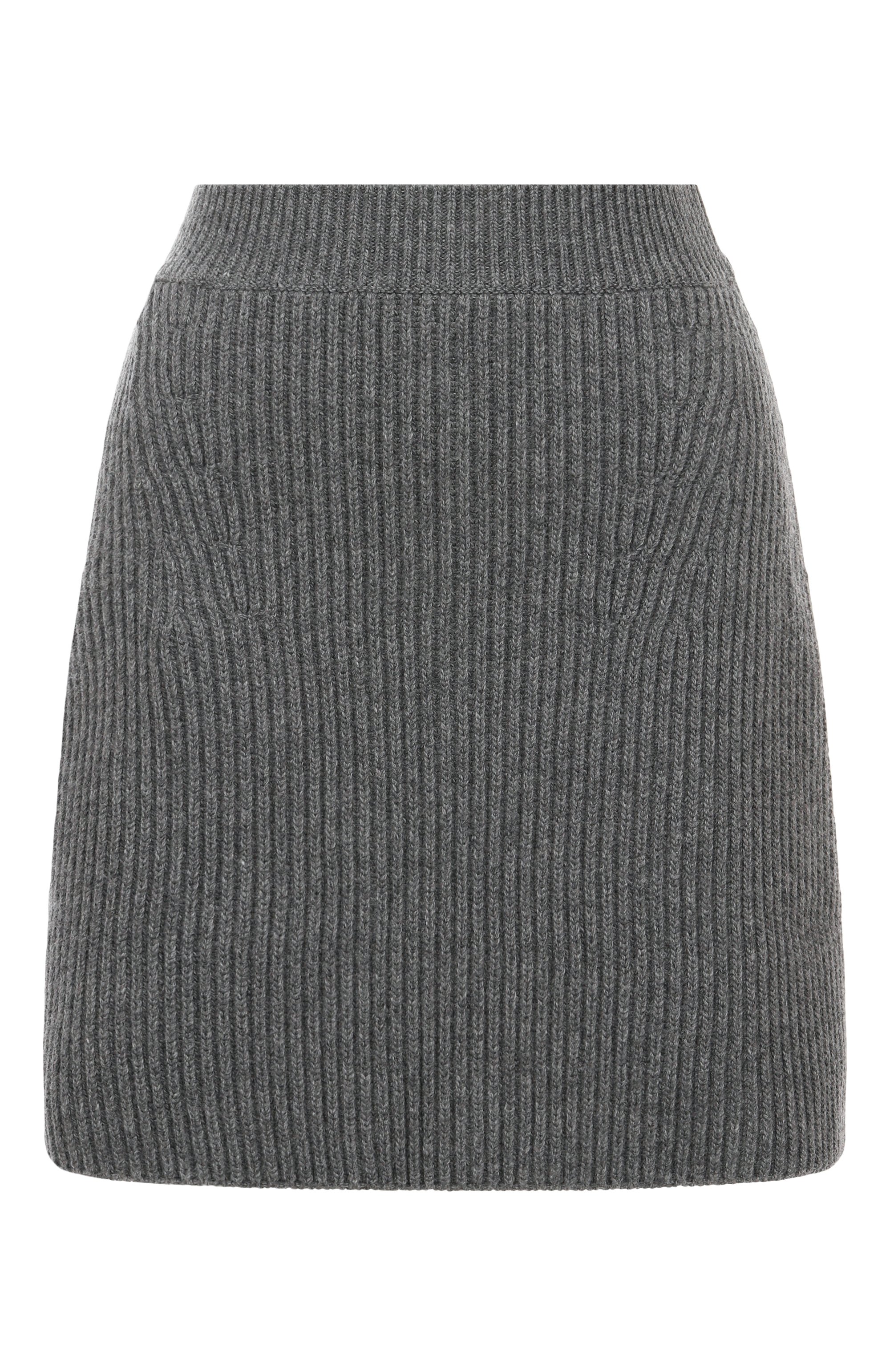 Шерстяная юбка JIL SANDER серого цвета по цене 112500 руб., арт. J02MA0328/J14795, фото 1 Шерстяная юбка JIL SANDER, арт. J02MA0328/J14795, фото 1