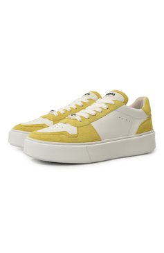 Женские кожаные кеды JOG DOG желтого цвета, арт. 2630AWTRN5-107 | Фото 1 (Подошва: Платформа; Материал внутренний: Натуральная кожа; Драгоценные камни: Проставлено; Материал сплава: Проставлено; Материал утеплителя: Без утеплителя; Стили: Кэжуэл; Материал внешний: Натуральная кожа; Кросс-КТ: Низкие)
