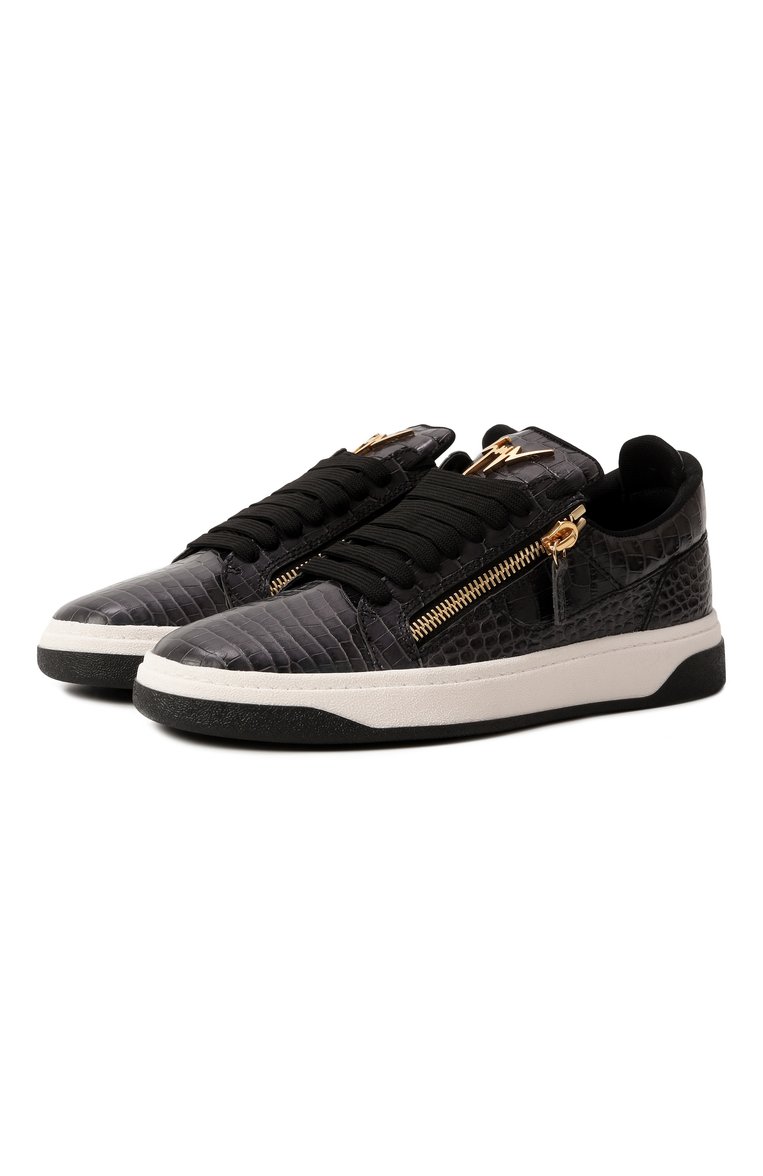 Мужские кожаные кеды GIUSEPPE ZANOTTI DESIGN черного цвета, арт. RM30063 | Фото 1 (Подошва: Массивная; Материал внешний: Натуральная кожа; Материал внутренний: Текстиль; Стили: Классический; Кросс-КТ: Низкие; Материал утеплителя: Без утеплителя)