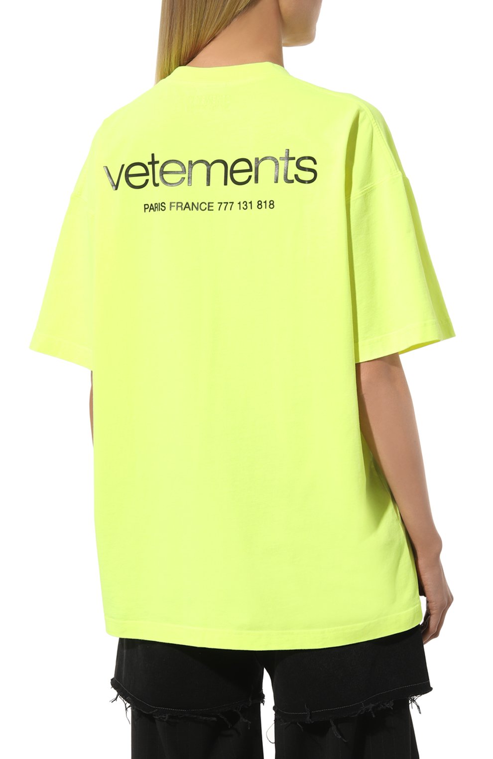 Хлопковая футболка VETEMENTS желтого цвета по цене 43950 руб., арт. UE64TR150Y, фото 4 Хлопковая футболка VETEMENTS, арт. UE64TR150Y, фото 4
