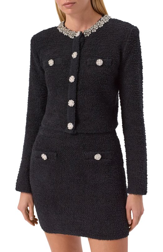 Твидовый жакет self-portrait RS26220CB Чёрный  RS26220CB Фото 3