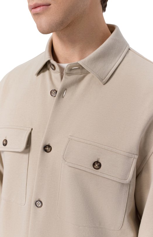 Хлопковая рубашка 12 STOREEZ 136580 Бежевый  136580 Фото 5