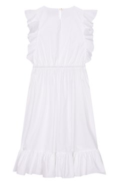 Детское хлопковое платье VERSACE белого цвета, арт. 1018151/1A13100/8A-14A | Фото 2 (Материал внешний: Хлопок; Рукава: Короткие; Девочки Кросс-КТ: Платье-одежда; Случай: Повседневный; Материал подклада: Хлопок; Автоматизация ТО: Проставлено; Автоматизация состава: Проставлено; Ростовка �одежда: 6 лет | 116 см, 8 лет | 128 см, 10 - 11 лет | 140 - 146см, 12 лет | 152 см, 16 лет | 164 см)