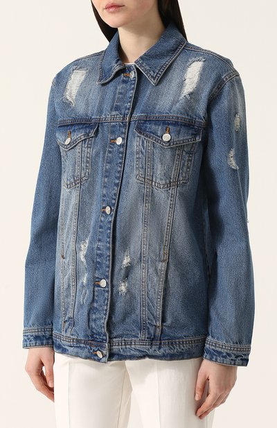 Джинсовая куртка с потертостями и декорированной спинкой DALOOD, арт. PD0179R18/DARK BLUE, фото 3