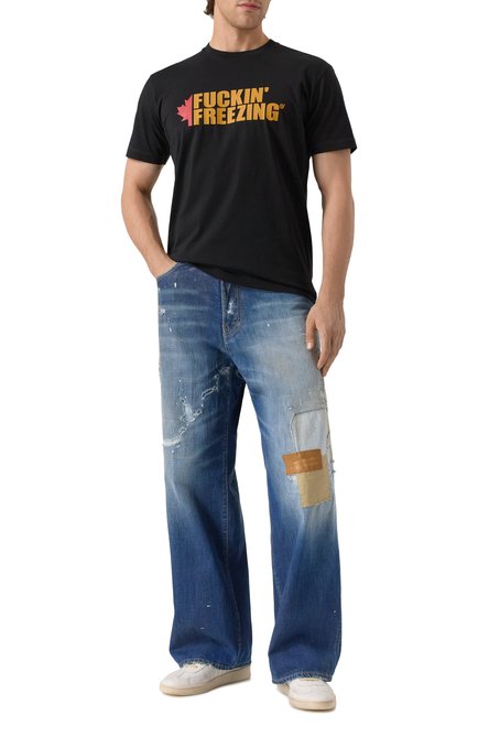 Мужские джинсы loose DSQUARED2 синего цвета, арт. S74LB1749/D30011 | Фото 2 (Автоматизация ТО: Проставлено; Автоматизация состава: Проставлено; Материал внешний: Хлопок; Длина (брюки, джинсы): Стандартные)