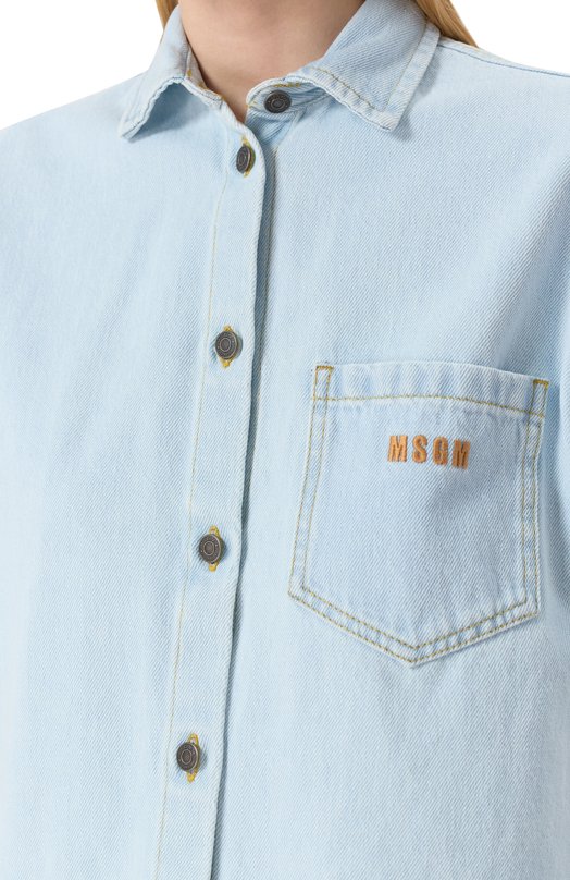 Джинсовая рубашка MSGM 3842MDE230L 257238/257238 Голубой  3842MDE230L 257238/257238 Фото 5