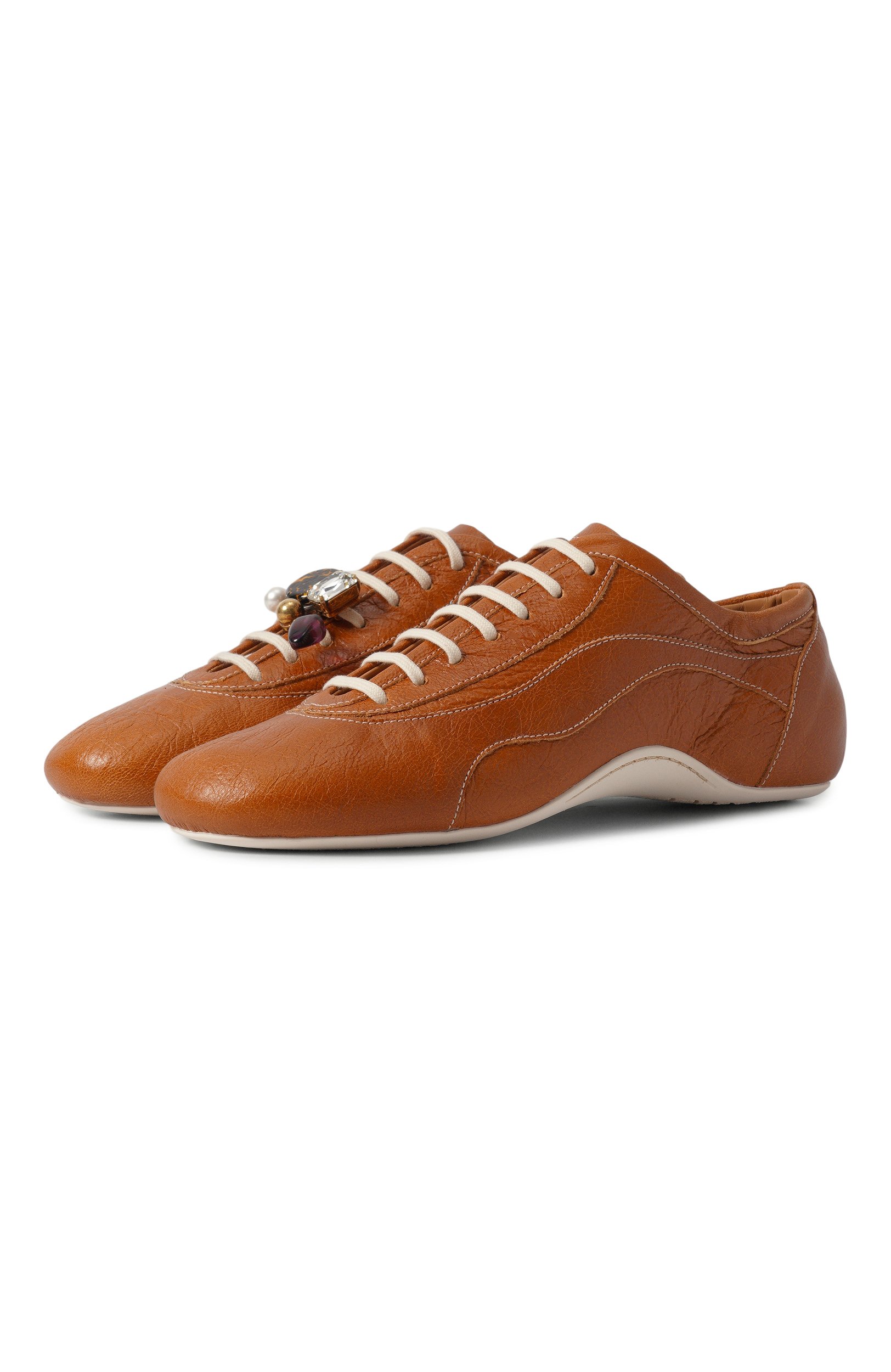 Кожаные кроссовки DRIES VAN NOTEN коричневого цвета по цене 93700 руб., арт. 131703/0502, фото 1 Кожаные кроссовки DRIES VAN NOTEN, арт. 131703/0502, фото 1
