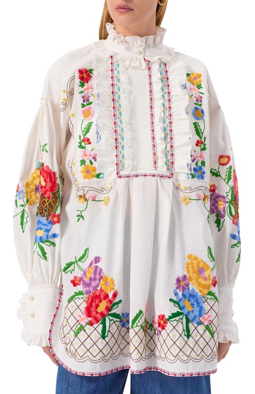 Блузка из хлопка и льна Valentino 6B3AEAC690D Белый  6B3AEAC690D Фото 3