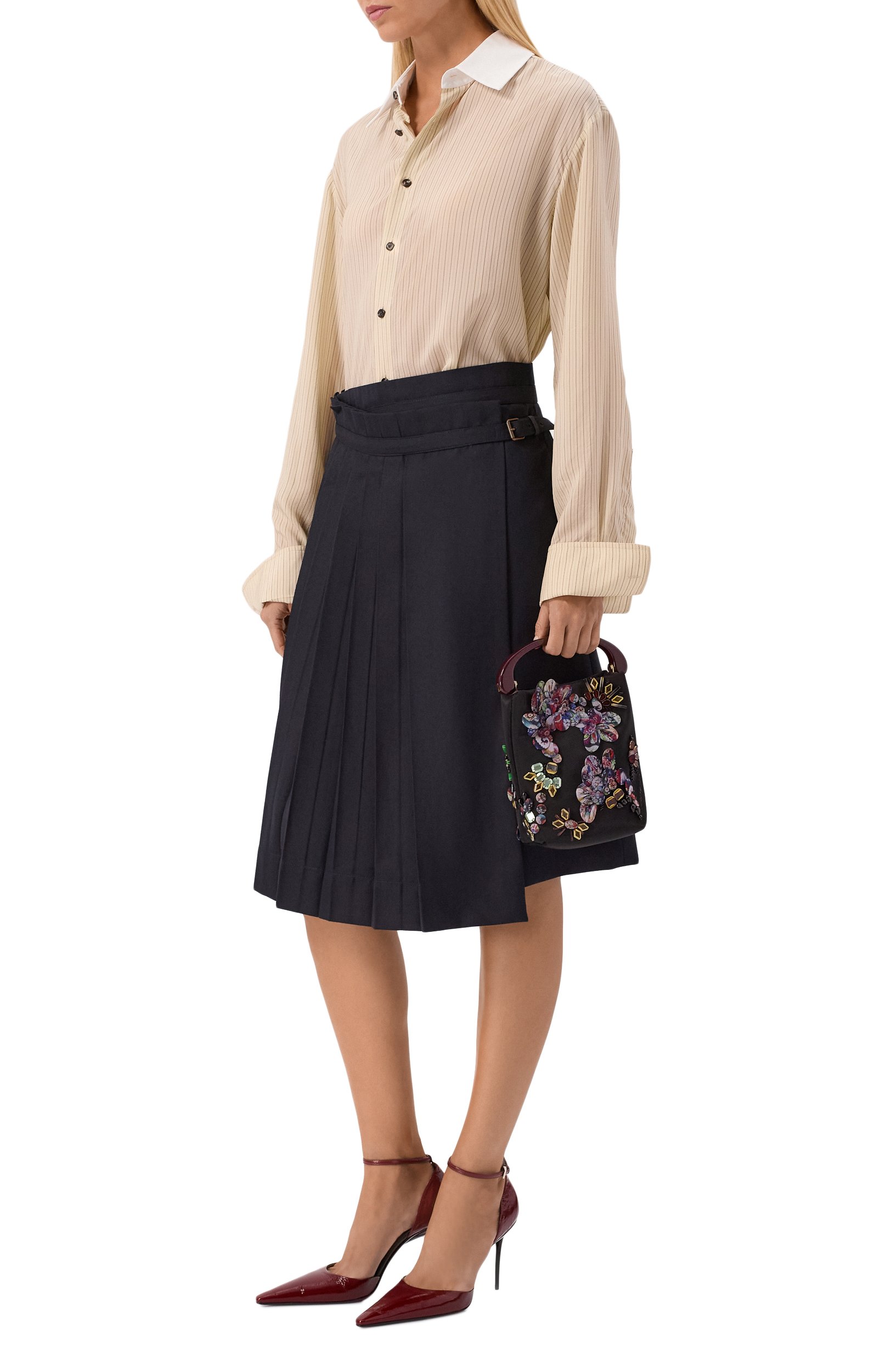 Шерстяная юбка DRIES VAN NOTEN темно-синего цвета по цене 125000 руб., арт. 262-010818/4193, фото 2 Шерстяная юбка DRIES VAN NOTEN, арт. 262-010818/4193, фото 2