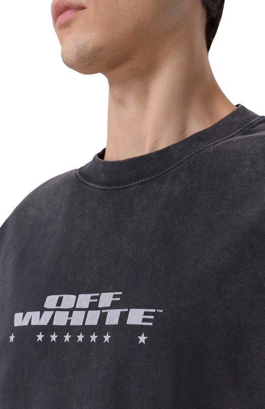 Хлопковая футболка Off-White 0MAA120F25JER003 Серый  0MAA120F25JER003 Фото 5