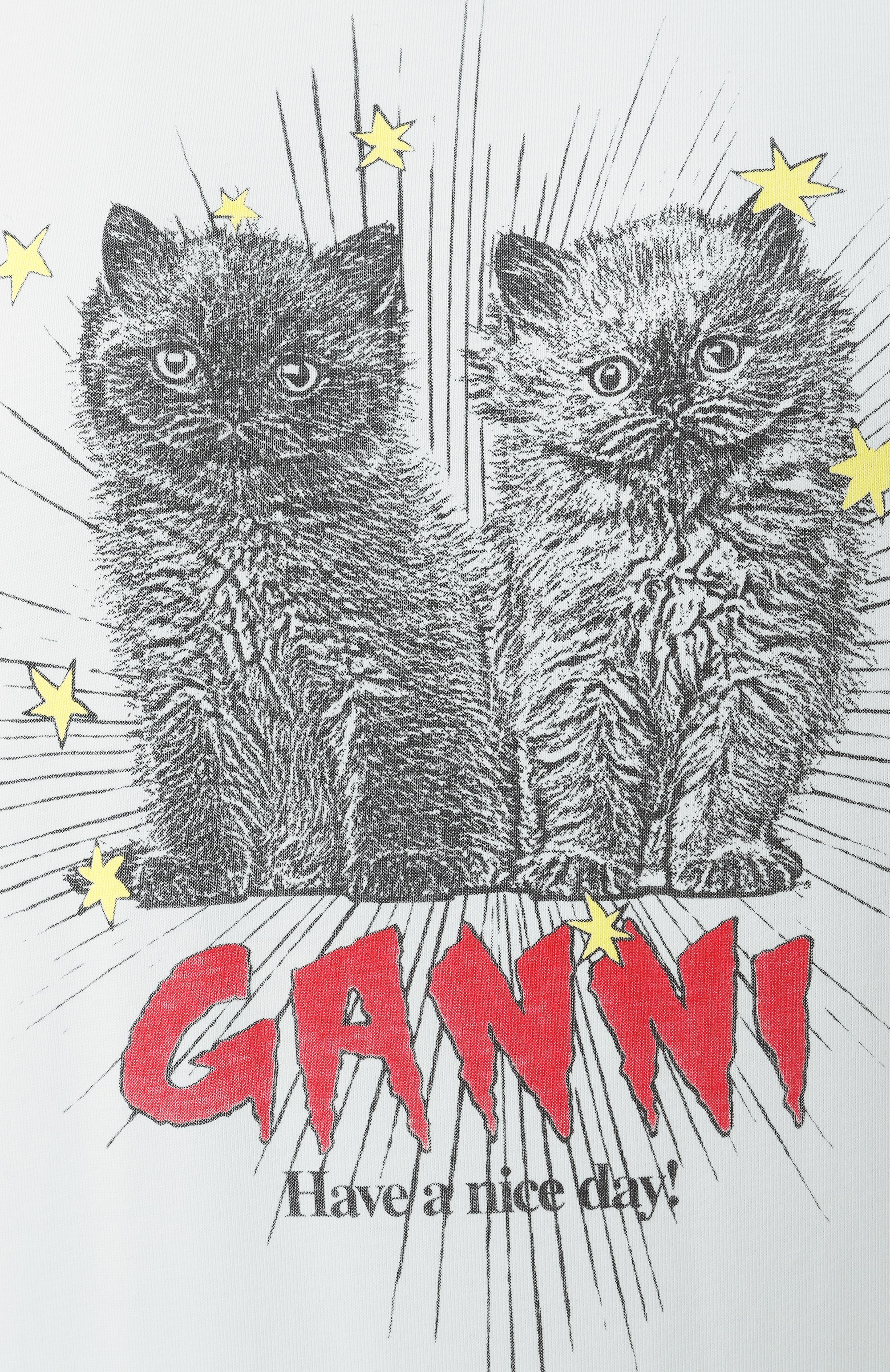 Хлопковая футболка GANNI белого цвета по цене 16050 руб., арт. T4165, фото 6 Хлопковая футболка GANNI, арт. T4165, фото 6